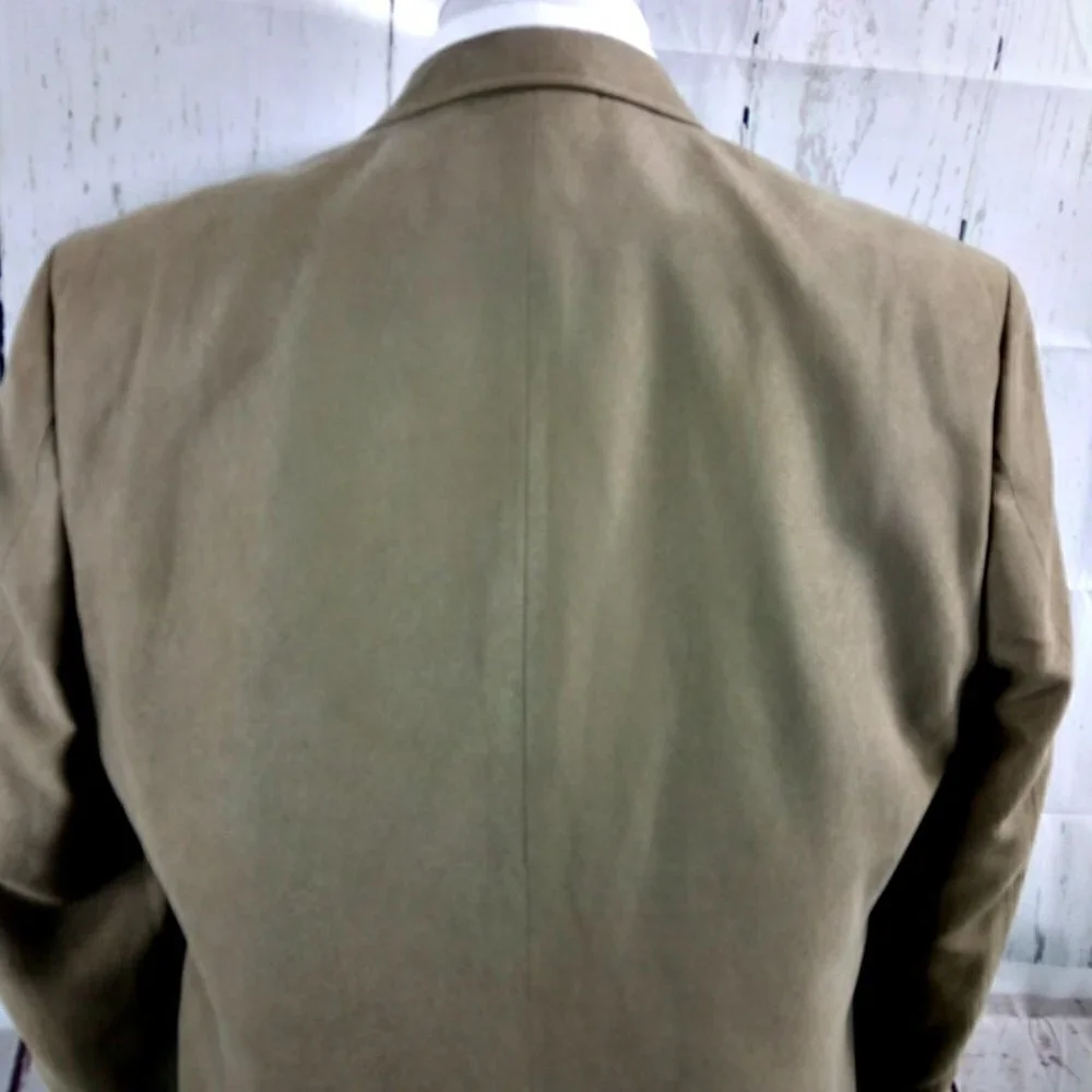 Chaps 44R 2 Button Tan Beige Birdseye Suit Blazer Sports Coat